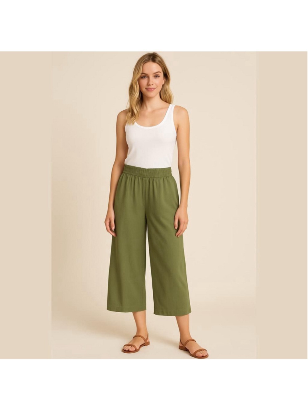 signature by Reitman’s Viscose nylon blend wide leg green pull on pants size 20P